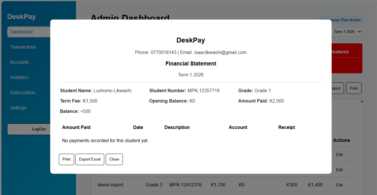Students Page